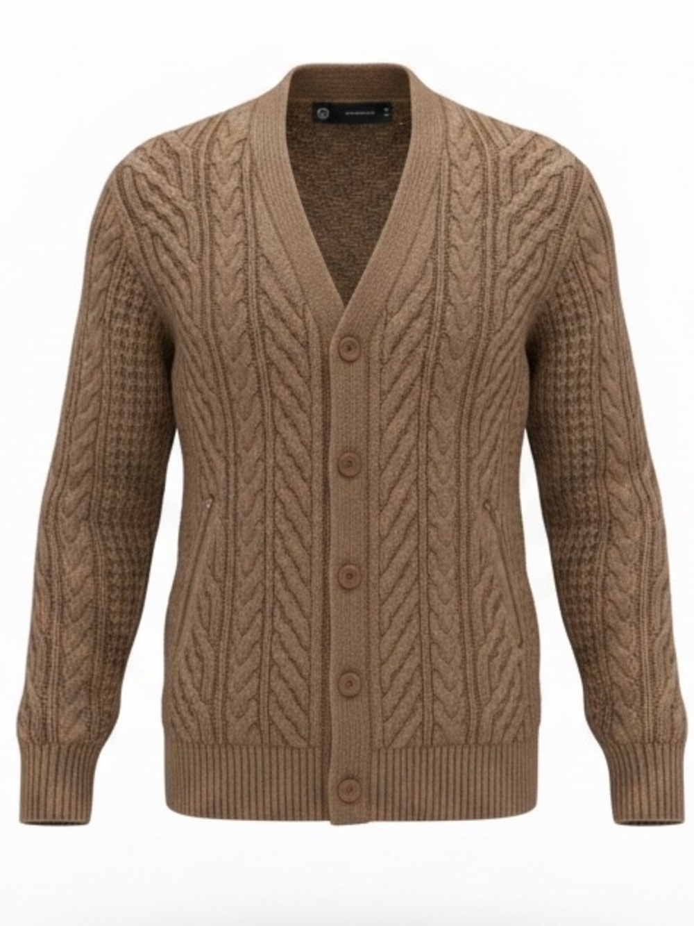 New Gu Undercover Brown Cable Knit Button Cardigan Sweater Medium